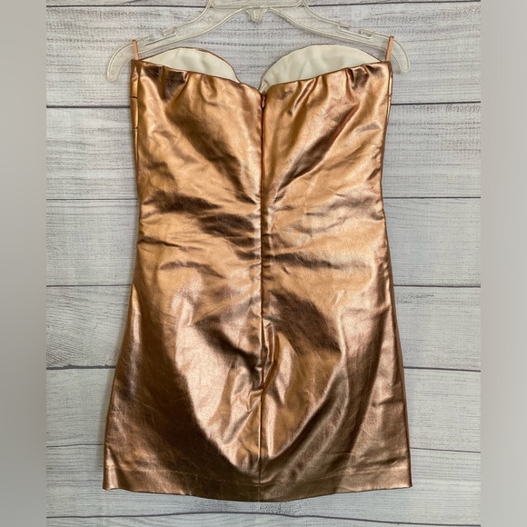 ZARA | NWT Women’s Strapless Bronze Metallic Mini Dress - Picture 5 of 8